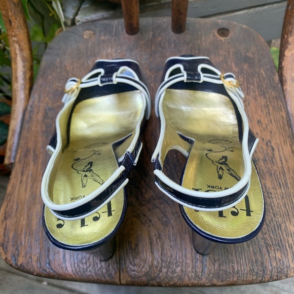 TIBI Navy & White Peep-toe Slingbacks - Picture 8 of 13